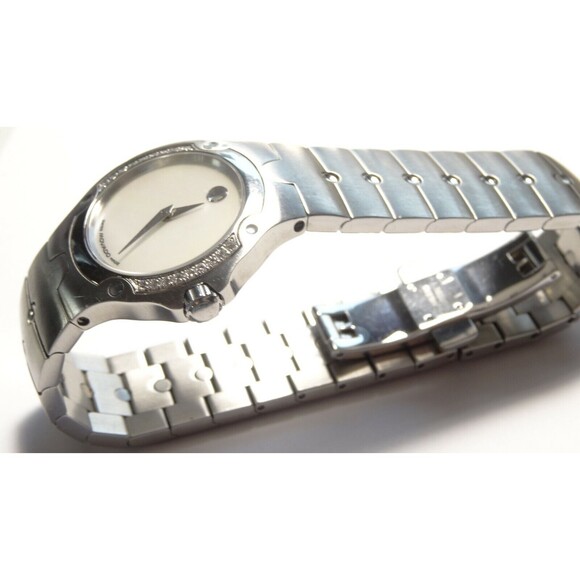 Movado Museum SE Watch 0.18cttw Diam. Bezel MOP Dial 84-G4-1851 Long 7.5\